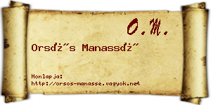 Orsós Manassé névjegykártya